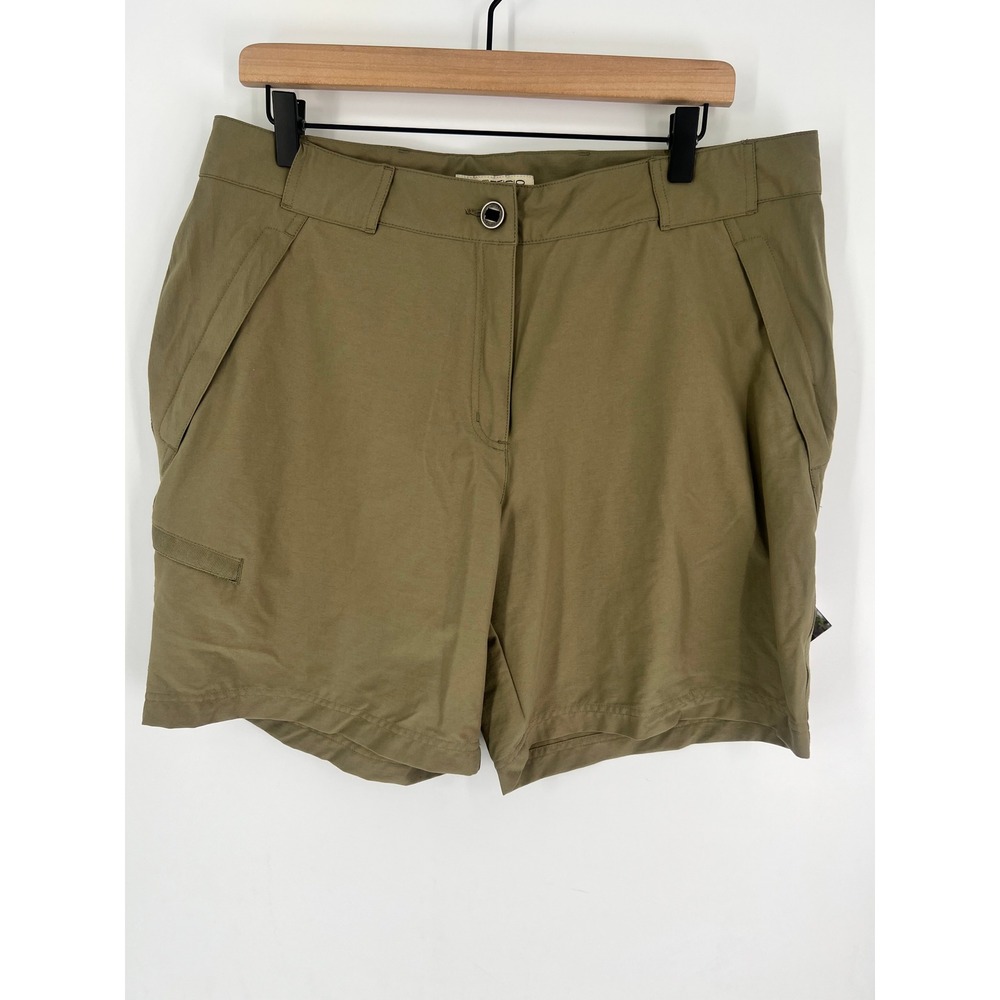 ExOfficio Runamuck Shorts Womens 16 Olive Green Hiking Outdoor Stretch 2030-5051